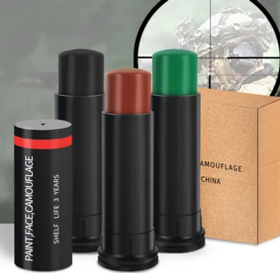 Produktbild von Farba do twarzy Camo 3 kolory kamuflażu Zielony Brązowy Czarny do polowań Paintball Airsoft Woodland Makeup Jungle paint Stick