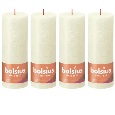 Image de lot de 4 bougies - Hauteur 19 cm - Diamètre 6,8 cm - Rustique - Perle douce