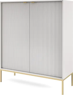 Produktbild von Masseno Kommode STELLARE 104 cm Highboard mit 2 Türen für Wohnzimmer Schlafzimmer Modern 104x39x125 cm Grau / Grau