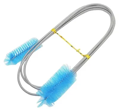 Produktbild von Aquarium-Reinigungsbürste - Flexible Bürste für Aquarien - Edelstahl - Biegbar - 90 cm - Blau