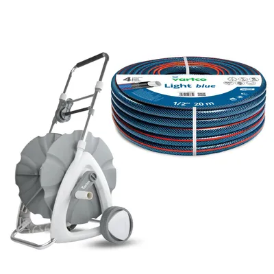 Produktbild von Gartenschlauchwagen 1/2" 45 m + Gartenschlauch Vartco Light Blue 1/2" 20 m Agaplast