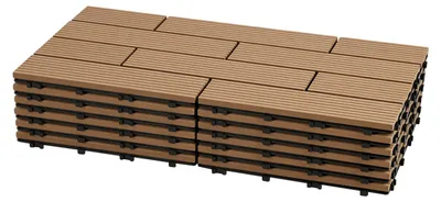 Produktbild von Peviasot WPC Terrassenfliesen 30x60 cm Teakfarben 42 Stück 7 m² Klickfliesen Garten Balkon