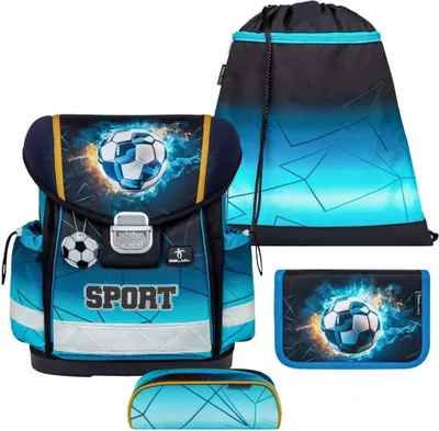 Produktbild von Belmil Classy ergonomisches Schulranzen-Set 4-teilig "Fire Football" mit Brustgurt