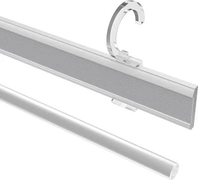 Produktbild von Interdeco Paneelwagen aus Aluminium mit Klettband / Paneltrack mit Aufklipsöse und Beschwerung für Gardinenstangen 16-20 mm Ø Weiß, Typ Easyclip, 70 cm