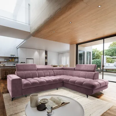 Produktbild von Masseno Ecksofa MORIVA R-S mit Schlaffunktion L-Form, Sofa mit Bettkasten, Wohnzimmersofa, Couch, Soffa, Bettsofa, Couchgarnitur- Lila, MONOLITH 62