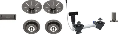 Produktbild von Blanco Ablaufgarnitur-Set, 2 x InFino mit Ablauffernbedienung, satin dark steel, 207444
