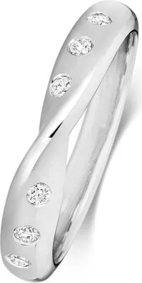 Produktbild von 18 Karat (750) Weißgold Damen - Diamant Trauring/Ehering/Hochzeitsring Brillant-Schliff 0.13 Karat G - SI1, 55 (17.5); TRS3685118KWRSO