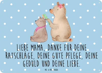 Produktbild von Mr. & Mrs. Panda tafel Bär Kind DIN A6 - Blau Pastell - Geschenk, Familie, Magnetschild, Mama, Muttertag, Mutter, Blechschild, Wandbild, wandtafel, Schild