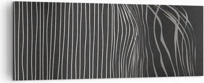Produktbild von Bild auf Leinwand - Leinwandbild - Einteilig - Abstraktion Streifen Schwarz und Weiß - 140x50cm Wand Bild Wanddeko Wandbilder Leinwanddruck Bilder Wanddekoration Leinwand bilder AB140x50-4152