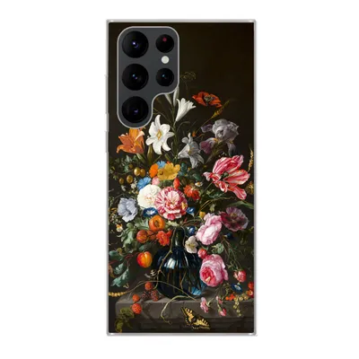 Produktbild von MuchoWow® Handyhülle Schutzhülle Hülle für Samsung Galaxy S22 Ultra Vase mit Blumen - Jan Davidsz de Heem - Kunst Silikon Softcase Handy Hülle - Abbildung