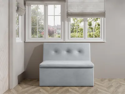 Produktbild von JKG Meble Essbank für Küche - Sitzbank Esszimmer mit Aufbewahrungsbehälter - Esszimmerbank Küche - Velours - Küchensofa - Grau - 130cm