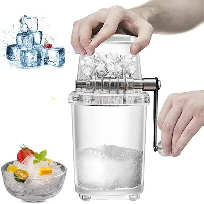 Produktbild von Eiscrusher manuell – 1,2 L – Eiswürfelzerkleinerer – Edelstahlklingen – Crushed Ice Maker – Eismühle – Für Cocktails, Getränke/Desserts – Transparent