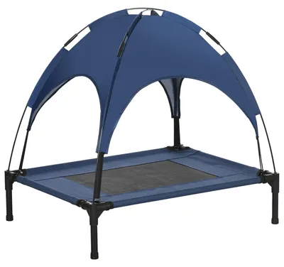 Productafbeelding van Hondenmand met luifel, opvouwbaar, weerbestendig, blauw