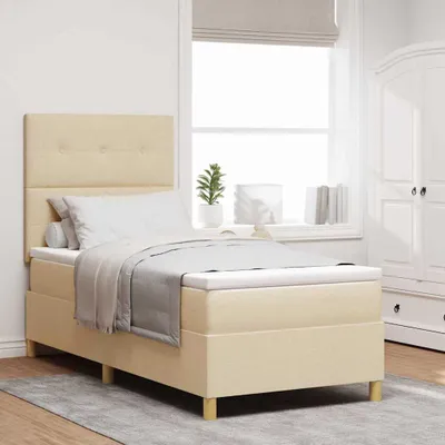 Obrázok produktu pre Maison Exclusive – LED boxspringová posteľ s čelom v krémovej farbe, 90 x 190 cm, látka