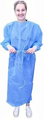 Produktbild von Medi-Inn PP-Schutzkittel mit Trikotbündchen und PE-Vollbeschichtung 139 x 139 cm blau unsteril Größe L (10 x 10 = 100 Stück)