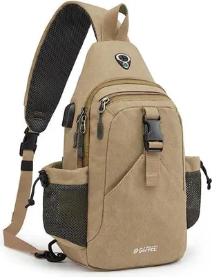 Produktbild von G4Free Canvas Brusttasche Schultertasche Sling Bag Beige mit Anti-Scan Sicherheitstasche