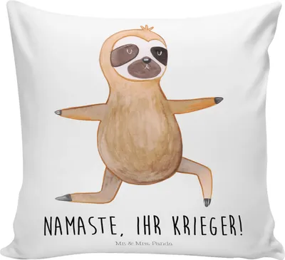 Produktbild von Mr. & Mrs. Panda Kissen 40x40 Faultier Yoga - Weiß - Geschenk, Yogaübungen, Dekokissen Sofa, Couchkissen, wohnzimmer, Gelassenheit, Atmung, Zierkissen, für, Meditation