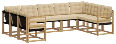 Produktbild von vidaXL Outdoor-Sofagarnitur mit Kissen 9 pcs Weiß und Beige