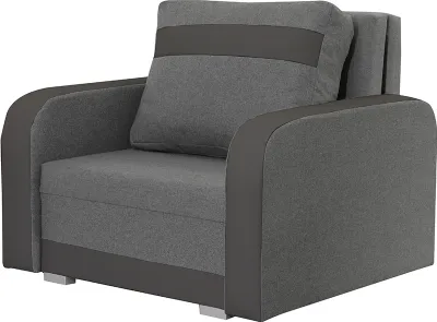 Produktbild von KomfortWelt24 Schlafsessel mit Bettfunktion und praktischem Bettkasten - Sessel mit weichen Kissen CONDI Hellgrau/Schwarz