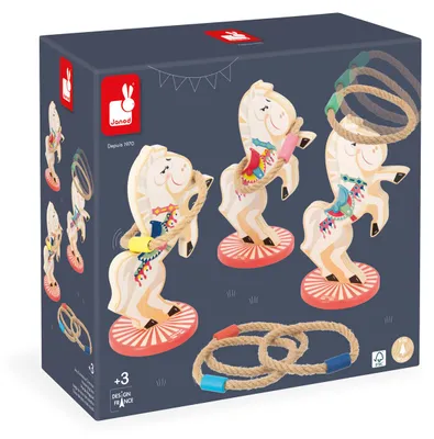 Immagine prodotto di Gioco del lancio degli anelli Janod - gioco di destrezza con cavalli di legno per bambini