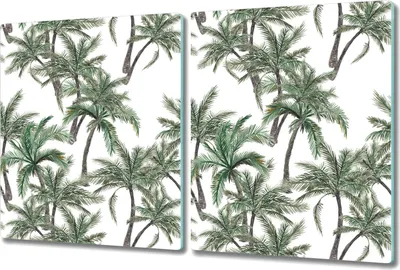 Produktbild von Herd-Abdeckplatte Glas Schneidebrett Ceranfeld-Abdeckung - 2x 40x52 cm - Tropische Palmen
