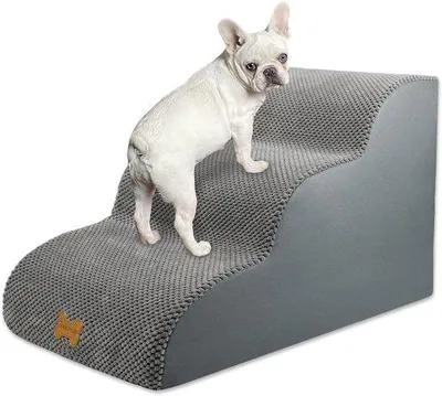 Produktbild von Famanu Hundetreppe für Bett - Antislip Haustierleiter für kleine Hunde und Katzen mit 3 Stufen, 60 x 40 x 40 cm
