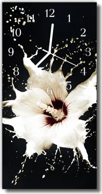 Produktbild von Tulup Glasuhr Wanduhr Küchenuhr Echt-Glas 30x60 Blume Weiß
