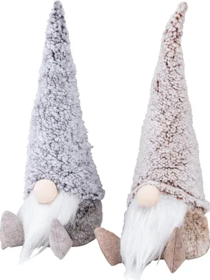 Produktbild von 2er Set Wichtel Deko Figuren H40cm Grau Braun Weihnachten Zwerg Weihnachtsdeko