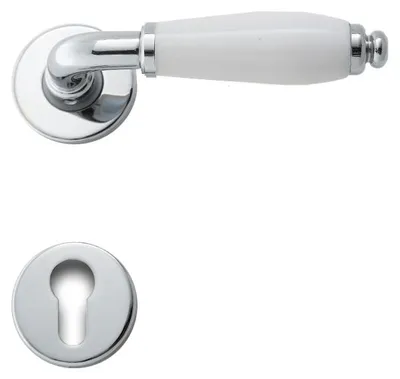 Produktbild von Oslo R5200 Ghidini Türgriff-Rosetten-Garnitur M4 glanzchrom Handhabe weiß (Lochung: PZ) Lochung: PZ