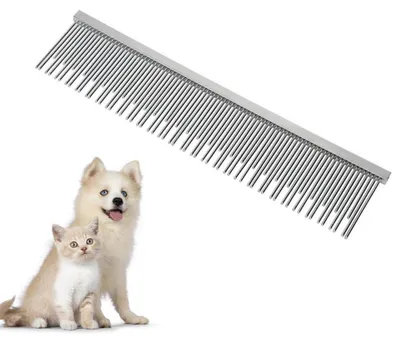 Produktbild von Fell-Entwirrer Kamm für Katze & Hund, Edelstahl, für mittel-langhaarige Tiere