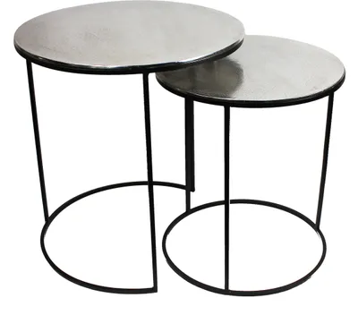 Obrázok produktu pre Moderný konferenčný stolík Sada 2 kovových bočných stolov Obývací stôl Noble Collapsible Aluminium C-Table