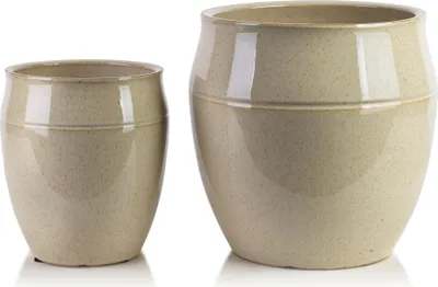Zdjęcie produktu dla Zestaw doniczek ceramicznych MONDEX Neva 30,5 x 30,5 x 30,5 cm / 20,5 x 20,5 x 23 cm, beżowe, 2 sztuki