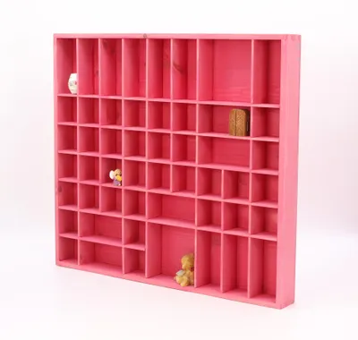 Produktbild von Woodweaver Setzkasten Rosa – Regal für Mädchen 51 Fächer | Schmuckregal Wandregal Kinderzimmer | Aufbewahrung für Figuren, Steine & Schmuck