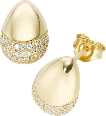 Produktbild von Ohrstecker Giorgio Martello Milano mit weißen Zirkonia, Silber 925 Gold 1 cm