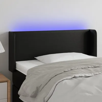 Produktbild von vidaXL LED Kopfteil Schwarz 103x16x78/88 cm Kunstleder - LED Kopfteil - LED Kopfteile - Kopfteil - Bett-Kopfteil