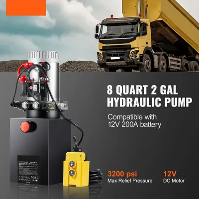 Immagine prodotto di Pompa idraulica 12V - Pompa a doppio effetto - Motore da 1,6 kW - 220 bar - Serbatoio da 7,5 litri