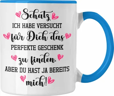 Produktbild von Trendation - Freundin Geschenk Tasse Liebe Paare Valentinstag Valentinstaggeschenk Freund Schatz (Blau)
