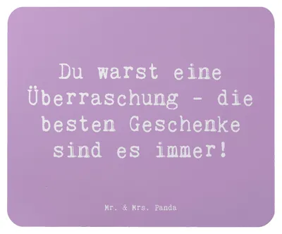 Produktbild von Mr. & Mrs. Panda Mouse Pad Spruch Überraschung Adoptivkind - Lavendeltraum - Geschenk, mauspad laptop, persönliche Erinnerungen, Familienbande, Freude, mousematte, Liebe