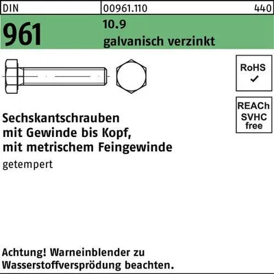 Produktbild von Reyher  Sechskantschrauben DIN 961 10.9 M 12x1,5x80 vz (100 Stück)