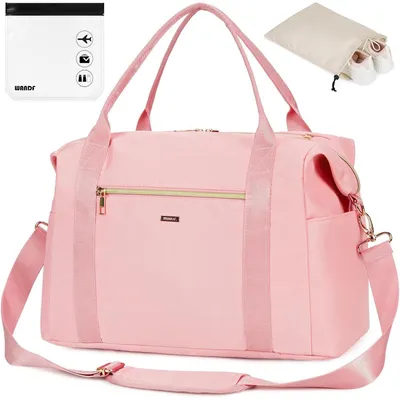 Productafbeelding van Handtas 40x20x25 cm met toilettas en schoenenzak, roze, 20 liter