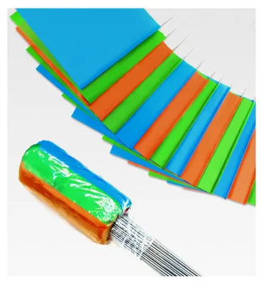 Produktbild von 100 Stück Markierungsfahnen für Rasen, 38 x 10 x 13 cm, Orange, Grün, Blaue Landschaftsfahnen, Bewässerungsflaggen, Rasenfahnen, Yard Marker, Geeignet für Distanzmessrad