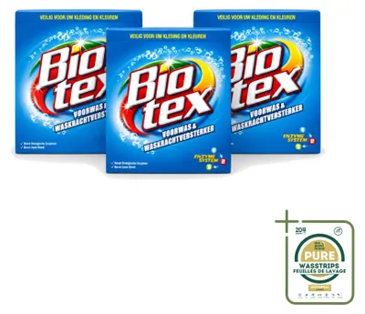 Produktbild von 3 x Biotex Vorwas- und Waschkraftverstärker Waschpulver für weiße und bunte Wäsche - Vorratspackung - 3 Stücke