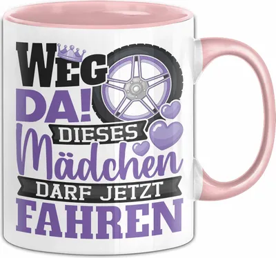 Produktbild von Führerschein Bestanden Geschenk Tasse Bestandener Führerschein Dieses Mädchen Darf Jetzt Fahren Auto Motorrad Fahrschule Kaffee-Becher (Rosa)
