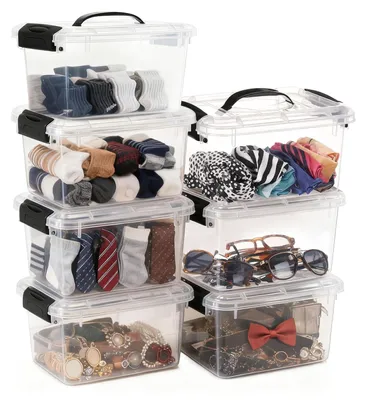 7er-Set Aufbewahrungsboxen 6,5 l stapelbar Kunststoff mit Deckel