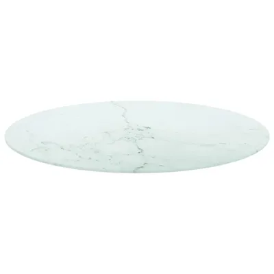 Produktbild von vidaXL Tischplatte Weiß Ø80x1 cm Hartglas in Marmoroptik