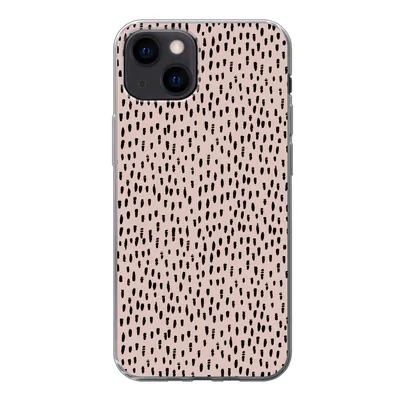 Produktbild von MuchoWow® Handyhülle Schutzhülle Hülle für iPhone 13 mini Polka dots - Rosa - Schwarz Silikon Softcase Handy Hülle - Softcase