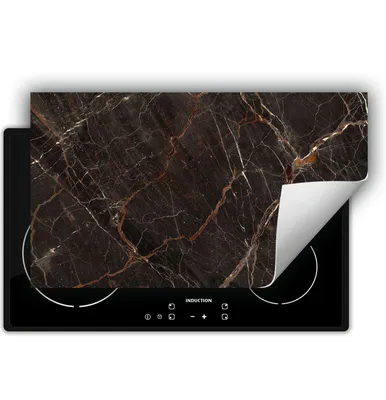 Produktbild von DarHaus Herdabdeckplatte 90x52 cm Anti Rutsch Matte Aufrollbar, Brozne - Marmor