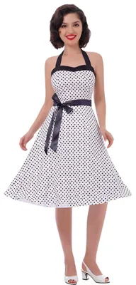 Produktbild von Vintage 50er Jahre Kleid Damen Retro Rockabilly Pin Up Elegant Kleid ohne Ärmel