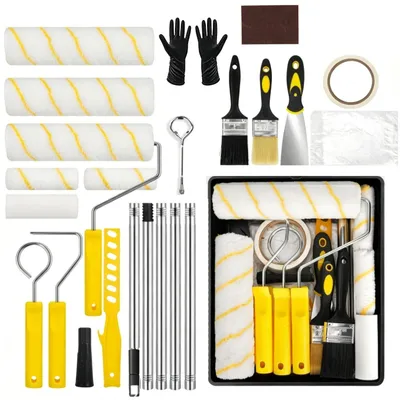 Produktbild von Omgoods – Professionelles Farbrollenset mit Teleskopstange und Zubehör