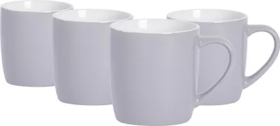 Produktbild von Argon Ta Farbige Kaffeetassen – 350 ml – Grau – 4er-Pack – Robuste Teetasse aus Steingut, spülmaschinen- und mikrowellengeeignet